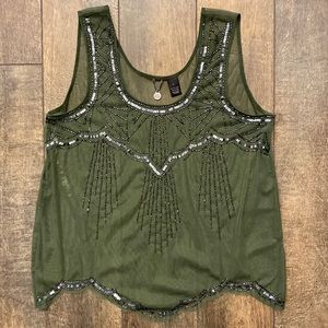 BKE Sheer Tank Top with Sequins